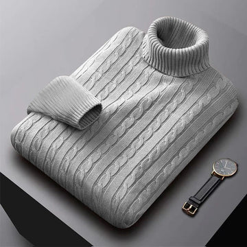 2025 New Men's High Neck Sweater, Solid Color Pullover, Knitted, Warm, Casual Turtleneck, Sweatwear, Woolen, Men's Winter Outdoor Tops