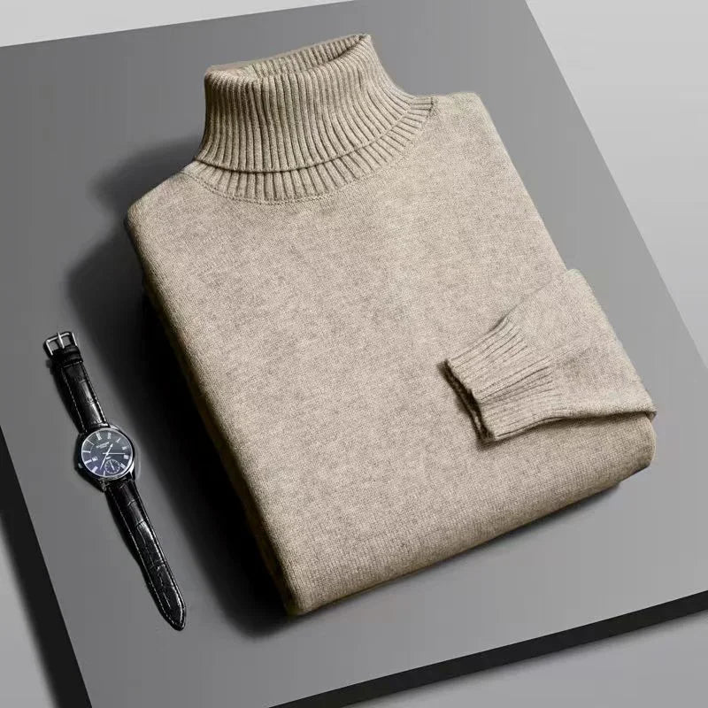 Veluxer Plain Cashmere Turtleneck Sweater